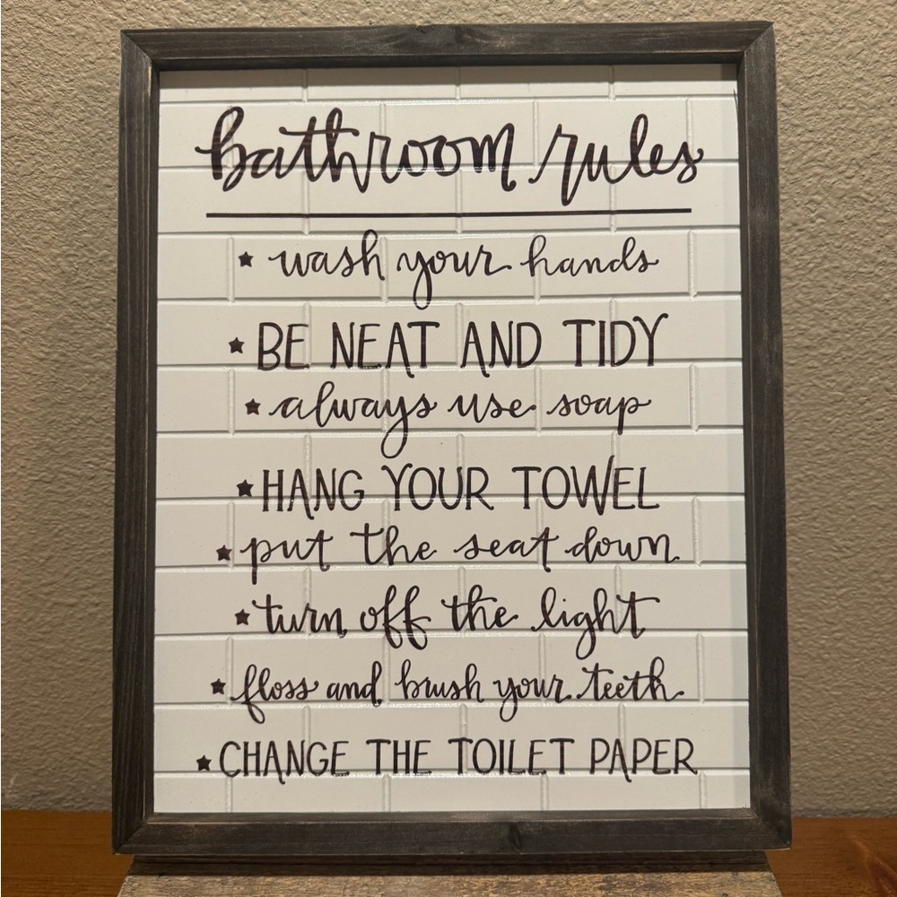 Bathroom Rules Sign Primitives By Kathy, Wash Your Hands Bathroom Wall Decor